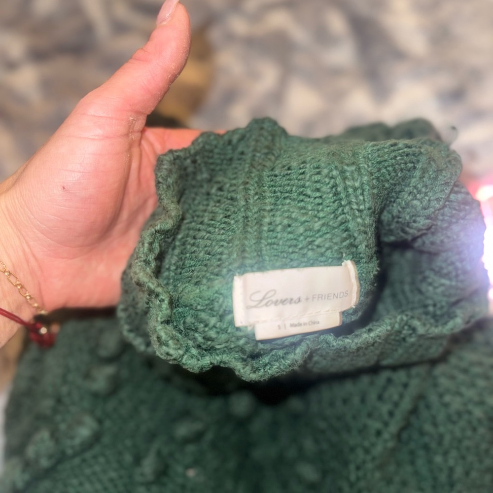 Lovers + Friends - Daybreak Cable Knit Pom Pom Sweater in Green - Picture 3 of 6